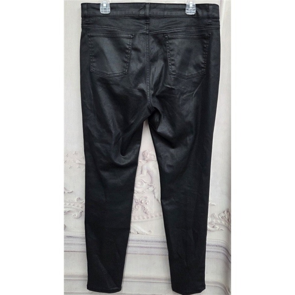 PO Eileen Fisher 12 Coated Denim 5 pocket Organic Cotton Jeans Black 130514